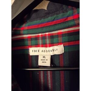 Free Assembly Mens XL Plaid‎ Button Down Long Sleeve Shirt Fl